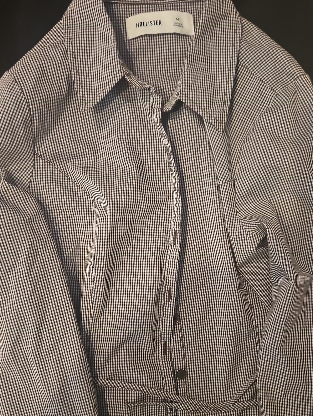 Hollister Black & White Micro-Check Button-Down Shirt